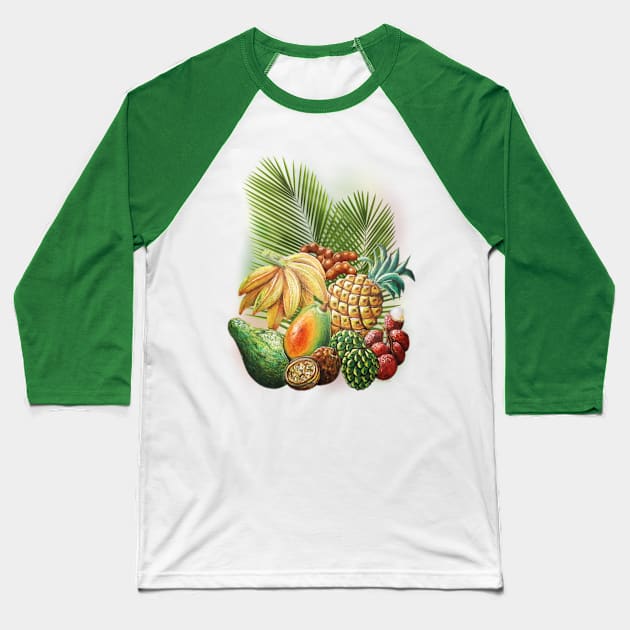 Exotic Fruits Still Life Color Pencils Art Baseball T-Shirt by BluedarkArt